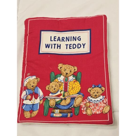 Vtg Teddy Bear Completed Fabric Book Panel Child Debelop Baby Fast Learning - Picture 1 of 5
